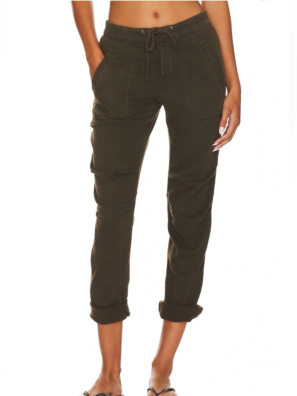 James Perse Soft Drape Drawstring Pant Smoky Green size small S 1